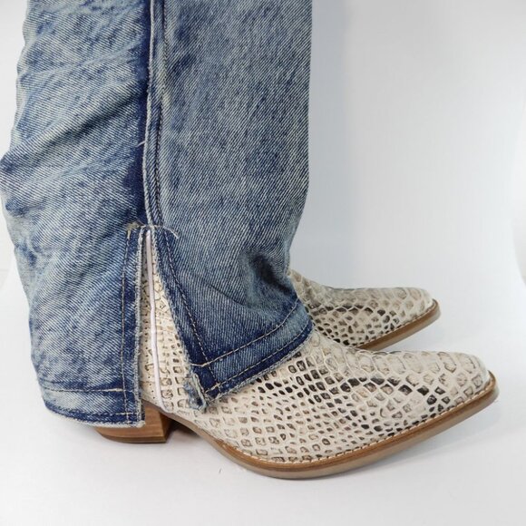 DINGO Shabby Western Tall Boots Size 10 Denim Blue Lizard Leather NEW - Picture 9 of 16